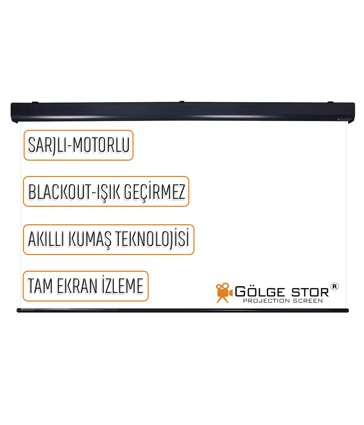 Şarjlı En 240 cm Boy 190 cm Yeni Akıllı Kumaş Teknolojisi Işık Geçirmez Projeksiyon Perdesi